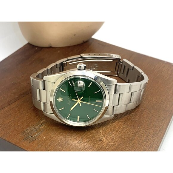 Rolex OysterDate Men's Watch 6694 Swiss Mechanical 70S Stella Green Lacquer Dial - Picture 10 of 16